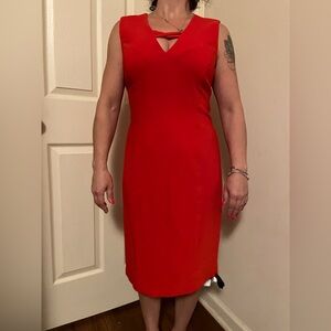 Calvin Klein Vivid Red Midi Dress